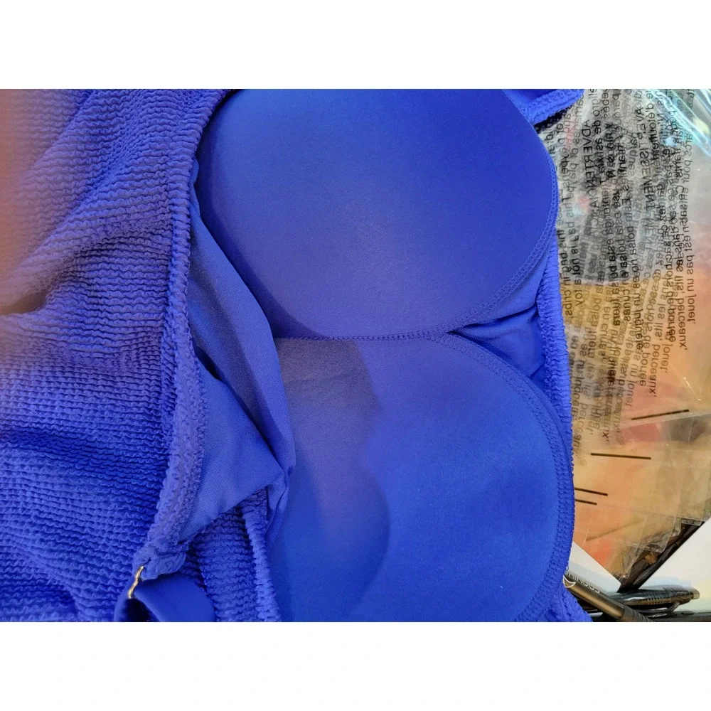 Shade & Shore Blue Textured One Piece Swimsuit Full Coverage  Size 22 1506